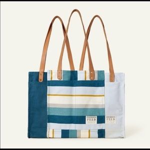 FEED Project canvas market tote in coastal stripe